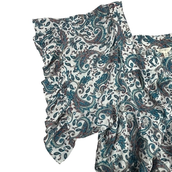 Terra & Sky Womens Top Paisley Print Flutter Sleeves Blouse 2X 20W 22W - Picture 6 of 10